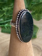 Green Moss Agate Ring Size M