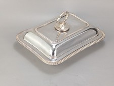 Large rectangle serving dish silver-plated with rope rim Walker & Hall