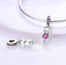 Pink love heart cat - pink,