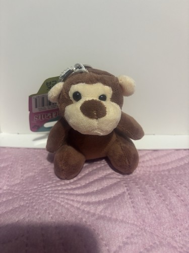 Brown monkey plush keyring - brown,