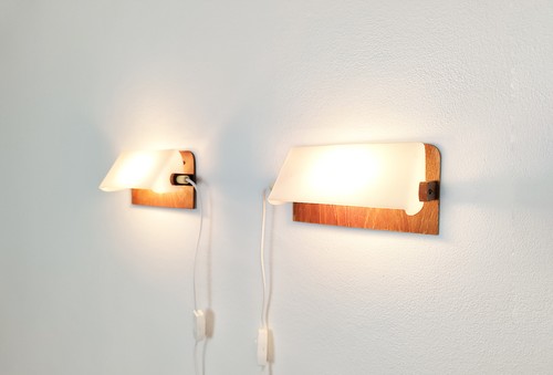 Pair 1970s bedside lamps - of,