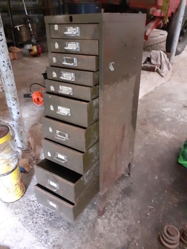 Vintage metal drawer filing - vintage, 10-drawer