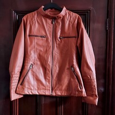 Ladies PU Leather Jacket Tan Colour Size L BNWOT