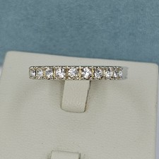 Beaverbrooks 925 Sterling Silver Ring Crystal Glass Band Uk Size L 1/2