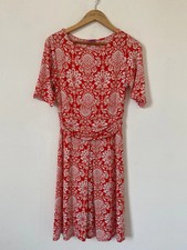 Ingenue Onjenu Dress 12 Red Floral Paisley Jersey Stretch Short Sleeve