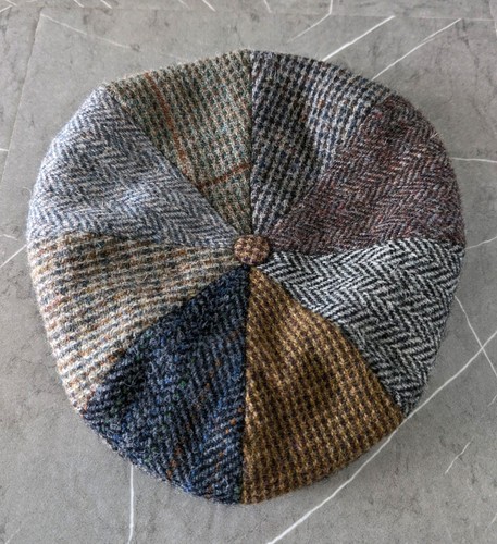 Harris tweed patchwork newsboy - tweed,