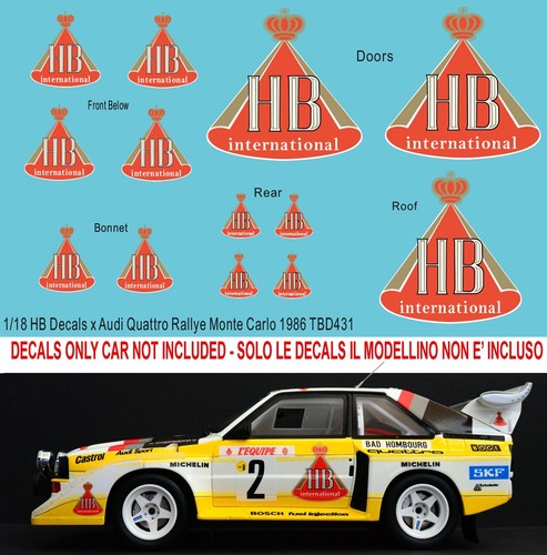Decals for audi quattro - 1/18,