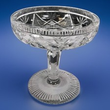 Vintage Crystal Cut Glass Jelly Bowl Sundae Glass 15cm B Q2