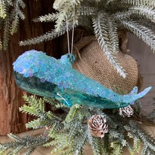 Blue Glass Whale Hanging