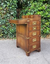 REPRODUX BEVAN FUNNELL CAMPAIGN OAK BUREAU CHEST OF DRAWERS