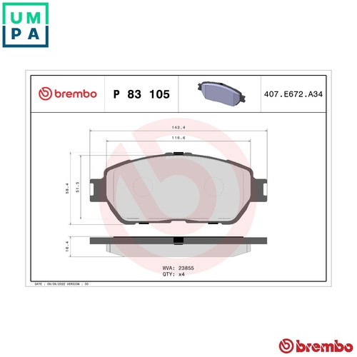 Brake pad set disc - brake, p