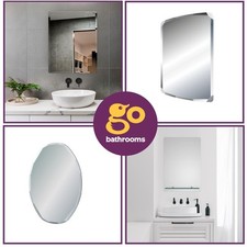 Frameless Bathroom Mirror Rectangle Oval Wall Mounted Portrait Landscape Small