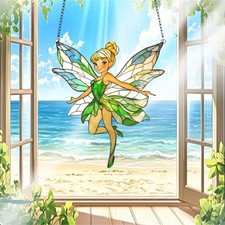 Disney Tinkerbell Fairy Suncatcher Gift Stained Glass Effect Hanging Decoration