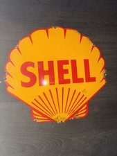 Vintage Style Shell Enamel Porcelain Advertising Heavy Garage Sign 12”