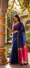 Designer linen silk - , saree