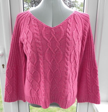 Artigiano Pink White Cotton Mix Cable Jumper Knit Top BNWOT - Size UK 18 EU 46