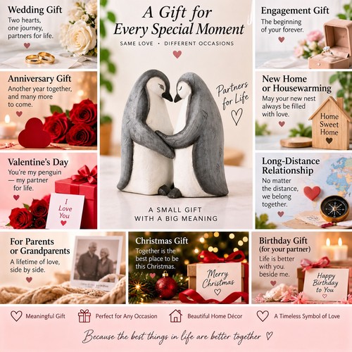 Penguin couple ornament - couple,