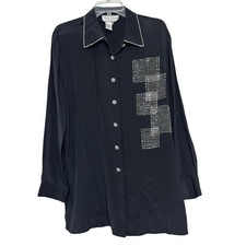 Diane Gilman Black Beaded Silk