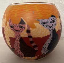 Glowing Glass for Tea lights Candle - Goebel R.  style Cats Germany 