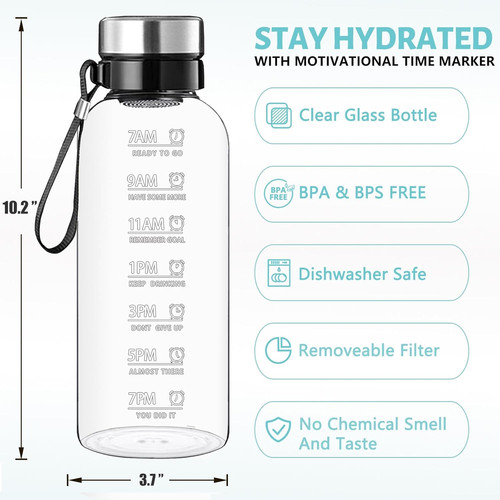 Glass water bottle - glass, 1.5