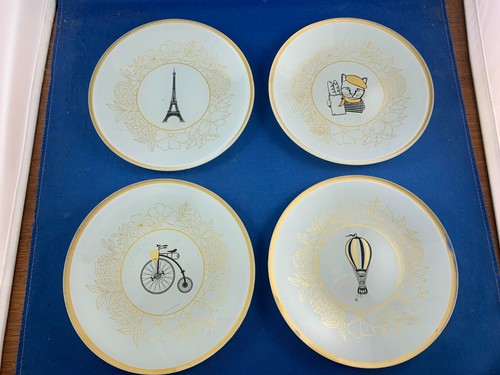 French glass side plates - glass,