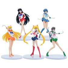 5Pcs-Set Sailor Moon Anime Action Figure Mizuno Super Hero Cartoon Toy Model