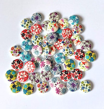 50 Pcs Wooden round Flower