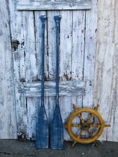 2 Wood Canoe Paddles 59" Blue