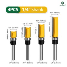 4PCS 1/4  Shank Straight Flush