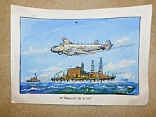 'THE "SHACKLETON" OVER THE RIGS' ORIGINAL PAINTING J McLAREN '99 WWII MILITARY 
