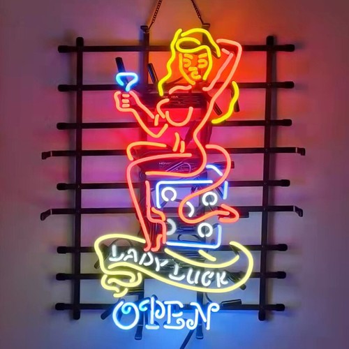 Lady luck handmade glass neon - handmade,