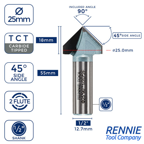 25mm degree 2 tct - x, 1/2"