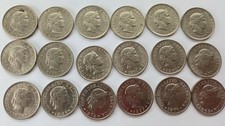 JOBLOT of 18 Swiss Coins Switzerland Helvetica 5 Rappen