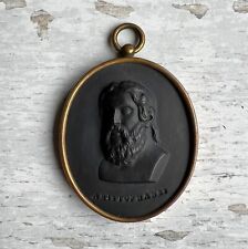 Georgian Wedgwood and Bentley Aristophanes Basalt Portrait Medallion 2" Framed