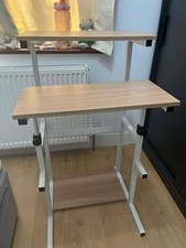 COSTWAY Computer Desk Height Adjustable, 2-In-1 Mobile Sit Stand Converter Lifti