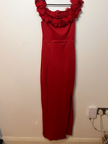 Lipsy london red chiffon maxi - london,