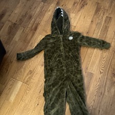 Boys Dinosaur ? Green Fleece Onesy/All in One with Hood. Age 2-3 years. New. 
