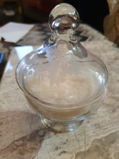 Vintage Rayware Stemmed Glass Lidded Sweet Bon Bon Vanity Cotton Wool Dish