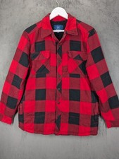 Lumberjack Flannel Shirt Jacket Sz Medium Sherpa Fleece Lined Snap Plaid Pockets