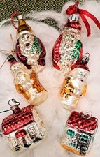 Vintage 1950's Christmas Tree Decorations  Mercury Glass Character Bauble Lot