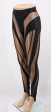 MUGLER ECO SPORT LYCRA WOMENS SHEER SPIRAL LEGGINGS SIZE 36 BLACK RRP £480 AR