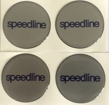 SPEEDLINE ALLOY WHEEL CENTRE CAP DOMED STICKERS X4 HUB SUB SILVER BLUE ALL SIZES