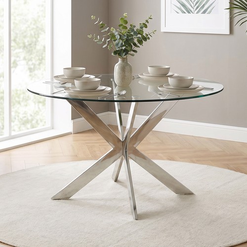 Round dining table - table, chrome