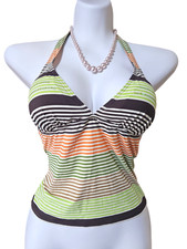 VGC Vintage UK 12 NEXT Tankini swimsuit/bikini top w. sewn-in cups, cruise beach