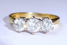 18ct Gold 1.00ct Diamond Three Stone Trilogy Ring, Size M