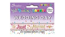 2.5-2.7 mtr "JUST MARRIED" WEDDING DAY BANNER  / BALLOON DECORATION  - var des