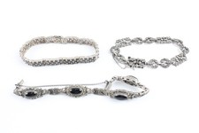 Sterling Silver Marcasite Bracelets Vintage Stone Set Panels x 3 (47g)