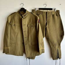WW1 Named Officer Uniform Patched 3rd Army Felt Tunic & Breeches Gaberdine