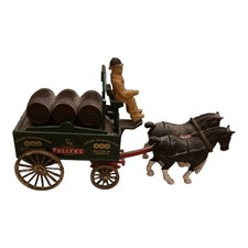 Vintage Fuller’s Brewery Horse Drawn Dray Wagon Diecast Barrels & Horses x 2