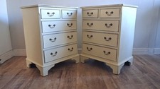Delightful Pair of French Style Vintage Solid Oak Cream Chest of Drawers